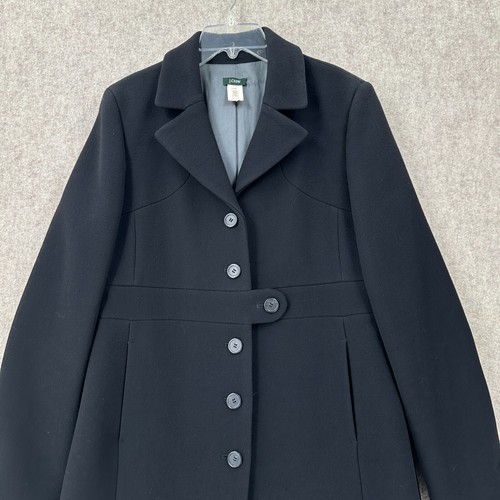J Crew Lady Day Italian Double Cloth Peacoat Wool Coat 12 Tall Black Jacket - Picture 4 of 9