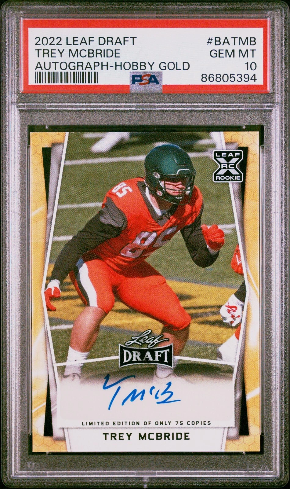 Trey McBride Leaf Draft Autographs #BATMB Hobby Gold