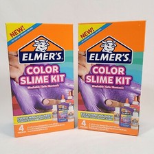 (2) Elmer's Color Slime Kit Pink Purple with Magical Liquid 4 Piece Kit BIN