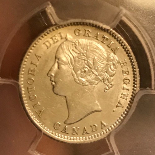1870 10C Narrow 0 Canada 10 Cents PCGS AU55 - Picture 2 of 3