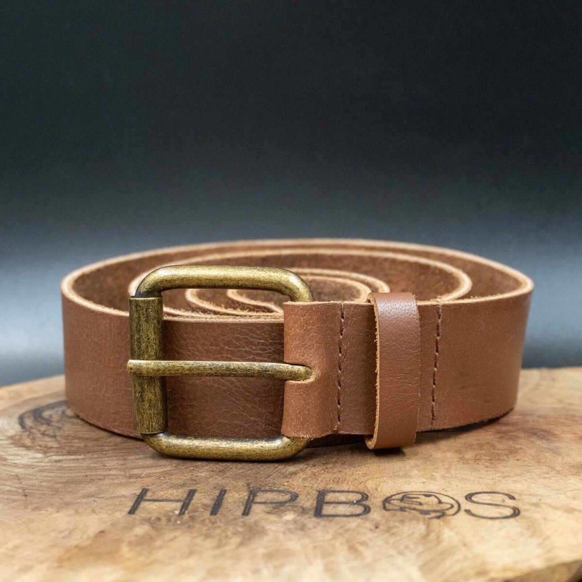 Vintage Mens Belt Handmade Leather Jeans Belt Brown Size 36 