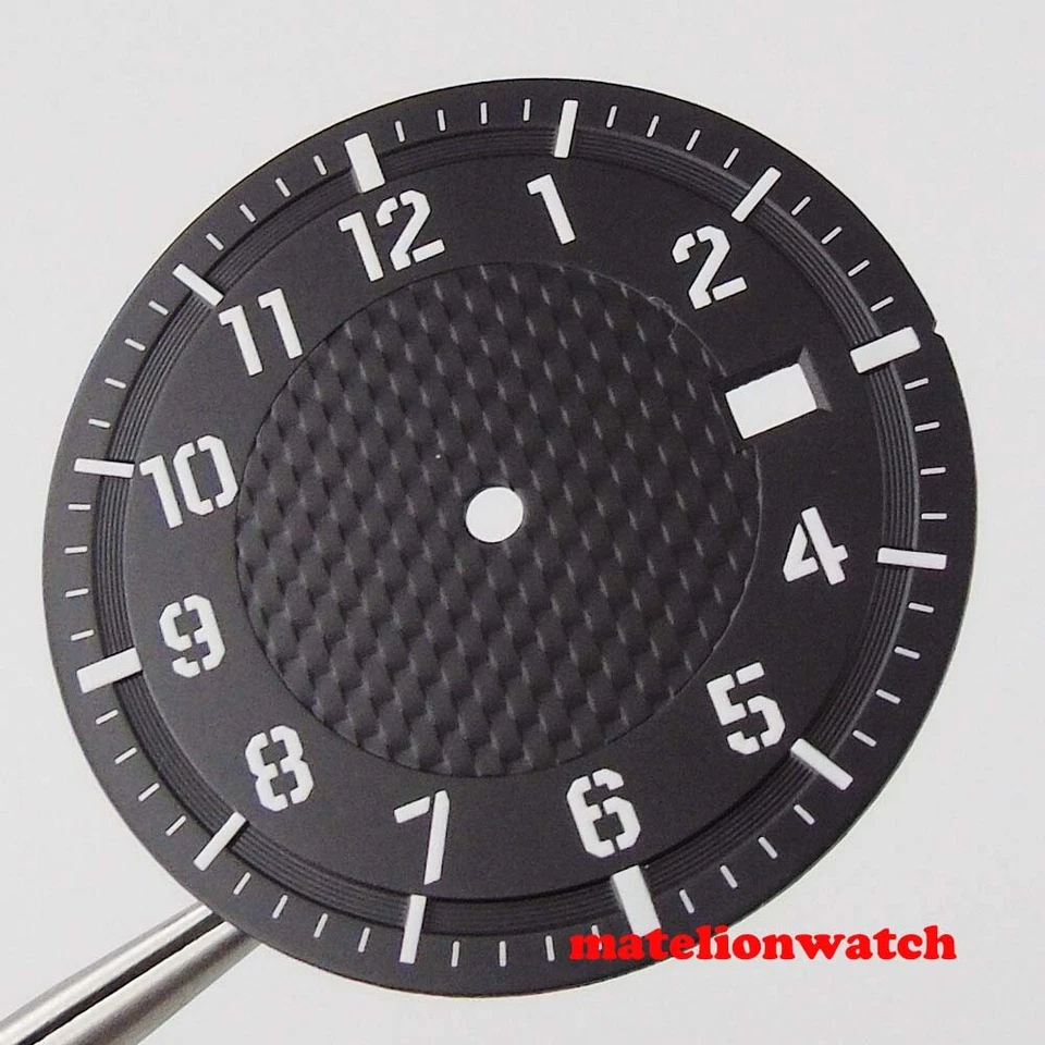 Estéril Reloj Esfera 34mm Repuestos Apto para Movimiento NH35 Fecha Ventana Foto 4 de 4