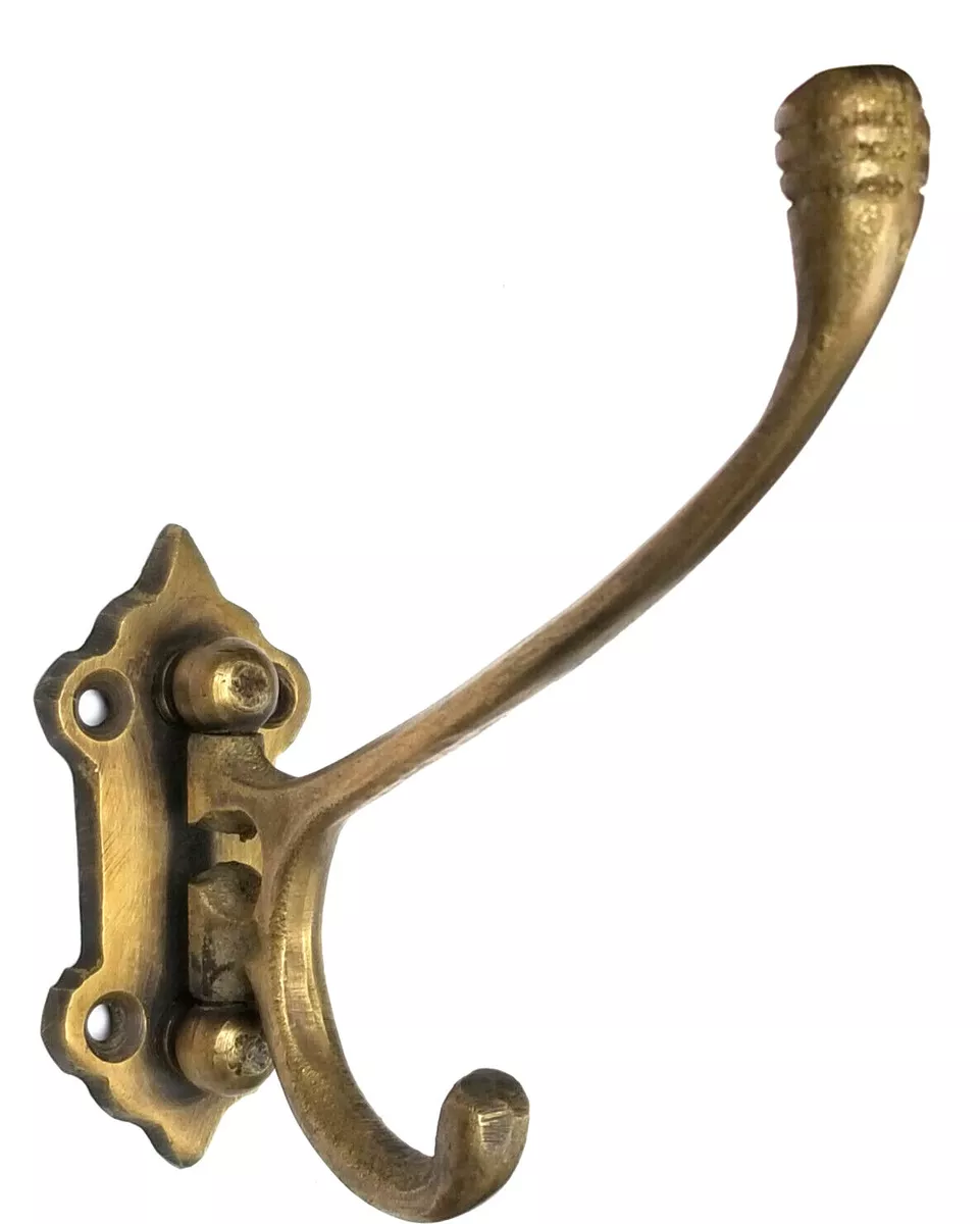 Antique Style Solid Brass Double Wall Mount 180° Swivel Coat Hat Towel Hook  #C24