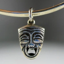 Sterling Silver COMEDY TRAGEDY Charm for Bracelet DRAMA GIFT Happy SAD Actress