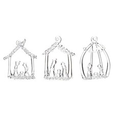 Christmas Tree Decoration 3 Pack Glass Nativity Scene