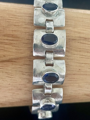 925 Sterling Silver 9.00CTW Iolite Bracelet. 8 Inches (X171) - Picture 2 of 7