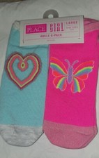 Girls 6 Pairs The Childrens Place Multicolor Ankle Socks Sz L/ Shoe Sz 3-6 NWT