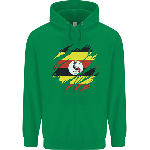 Torn Uganda Flag Ugandan Day Football Childrens Kids Hoodie - Picture 12 of 39