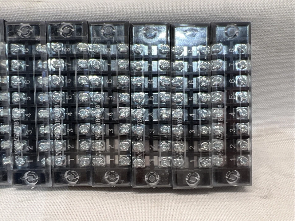 9 Pack 8 Positions Dual Rows 600V 15A Wire Barrier Block Screw Terminal Strip - Image 3 of 4