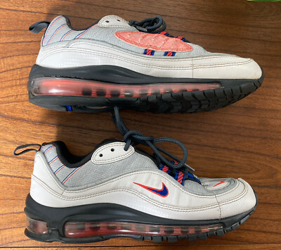 Nike Air Max 98 SE Grey Metallic Hyper Blue Orange Youth 5 C12691 001 Women 6.5