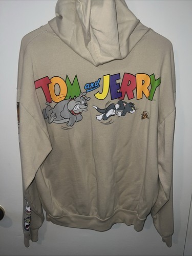 Tom und Jerry Hoodie Erwachsene Gr. M - weiß 2-seitige Grafik Tom Jerry Spike Logo - Bild 2 von 5