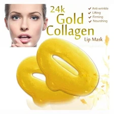 24K Gold Collagen Lip Mask Gel Hydrating Moisturizing Anti-Wrinkle Firming Skin