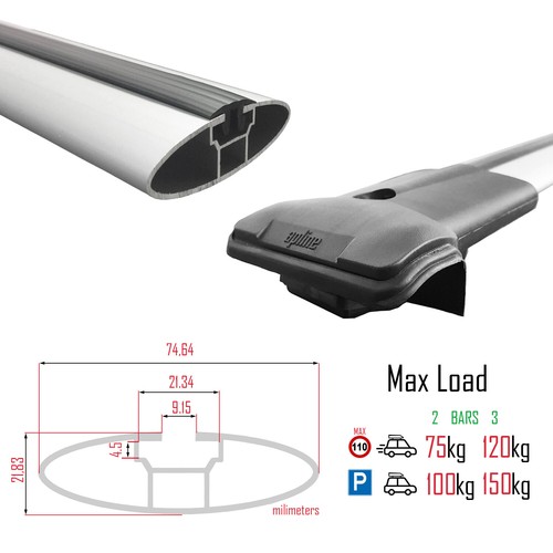 Pour Mercedes M Class (W164) 2005-2011 Barres de Toit Railing Porte-Bagages d... - Foto 7 di 9