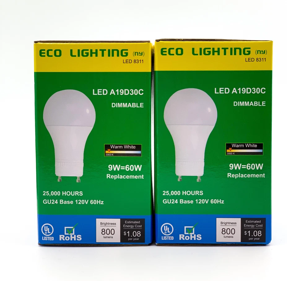 2 Bulbs,9W (60W Equivalent),Dimmable,A19 LED,Soft White 3000K,GU24 Base Bulb - Image 2 of 2