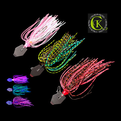 3x Chatterbait 11,5g UV JigBait Spinnbait Spinner Kunstköder Fransenköder Vibe