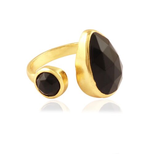 Good Quality Gemstone Gold Plated Handmade Adjustable Open Rings Wedding Gift - Picture 2 of 56