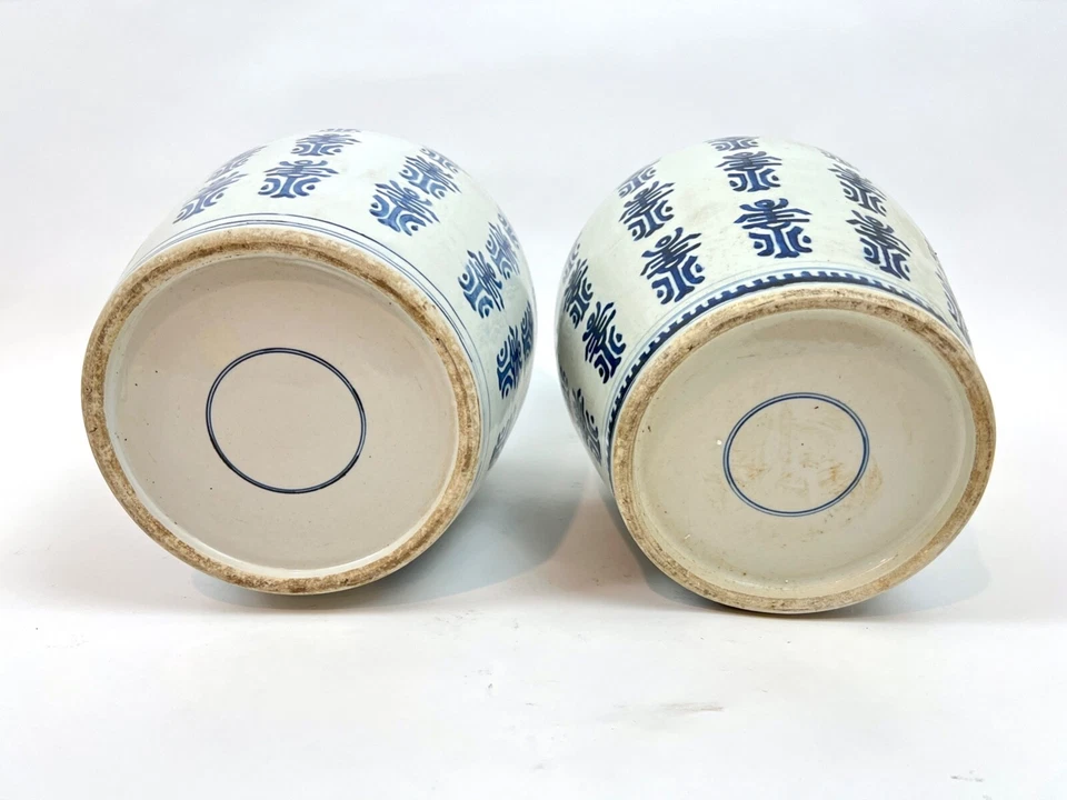 Пара сине-белых китайских горшков - ХОРОШЕЕ СОСТОЯНИЕ ТОВАРА - Изображение 3 из 3