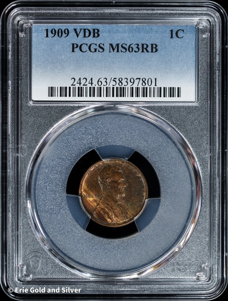 MS 63 Graded 1909 Year Lincoln Wheat US Small Cents (1909-1958