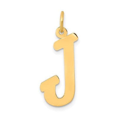 14k Gelbgold kleine Schrift Buchstabe J Initiale Charm Halskette Damen
