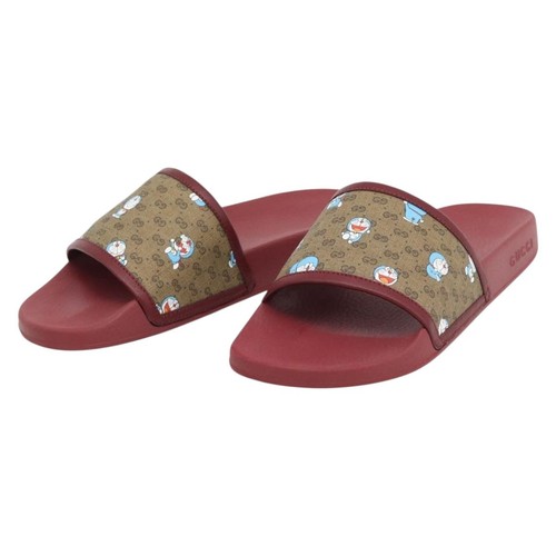 GUCCI Micro GG Supreme Fujiko Pro Doraemon Sandals PVC 655026 Auth 182793SM