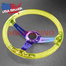 Crystal Steering Wheel Yellow 6-holes 345mm Bubble Burnt Spoke Deep Dish Racing