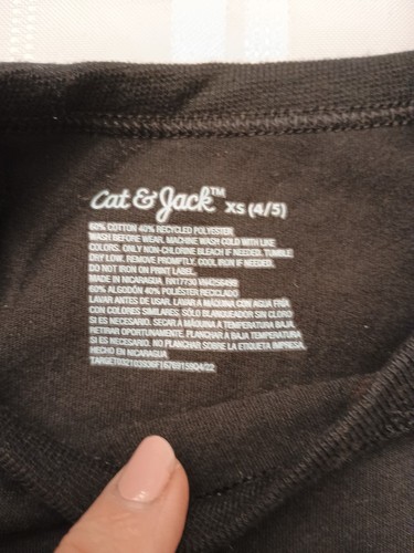 Kids XS (4/5) Black Bodysuit Snaps & Adaptive G-Tube Access Long Sleeve Cat&Jack - Picture 4 of 8