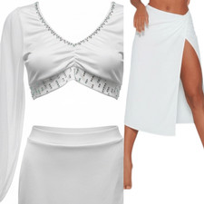 Kelle dance custom solo costume white 2 piece AWAKENING ASYMMETRICAL 4424 LC