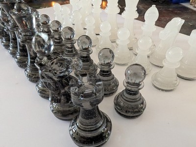 Chess Piece set - Translucent - Trans White/Black Magic. Hi Gloss, No Board