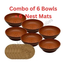 Nesting Bowls Plastic & Nest Mats Breeding Hatching Box  For Pigeons Quails ct 6