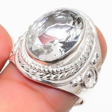 White Topaz Gemstone 925 Sterling Silver Jewelry All Size Ring For Gift