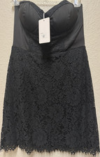 Fate Black Floral Lace Sweetheart Strapless Lined Mini Dress Zip M FD8152VC