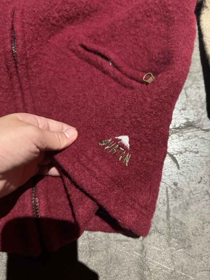 CHAQUETA DE LANA VIRGEN VINTAGE BURTON WOODLAND PARA HOMBRE XL SUÉTER CREMALLERA COMPLETA ROJO Foto 2 de 4