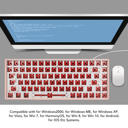 P-ink 84 Key Mechanical Keyboard DIY Kit Support Wireless 2.4G Type C Wired NEW - Afbeelding 8 van 12