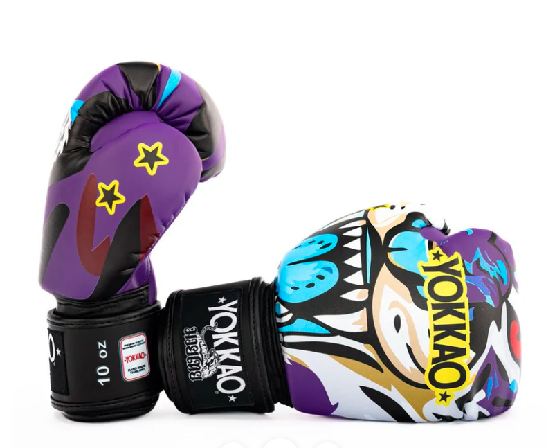 YOKKAO Premium Tiger Edition Muay Thai Boxing Gloves – Purple/Teal