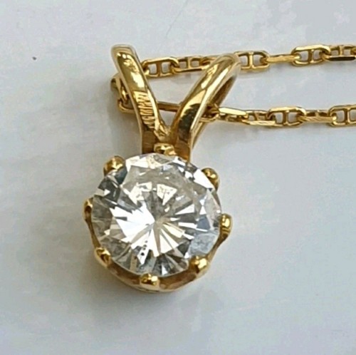 Wunderschöner 14kt Gold 0,50ct Diamant Anhänger & Kette Halskette