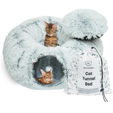 Large Cat Tunnel Bed for Indoor Cats Warm Fluffy Plush Cat Cave Tunnel Bed Co...