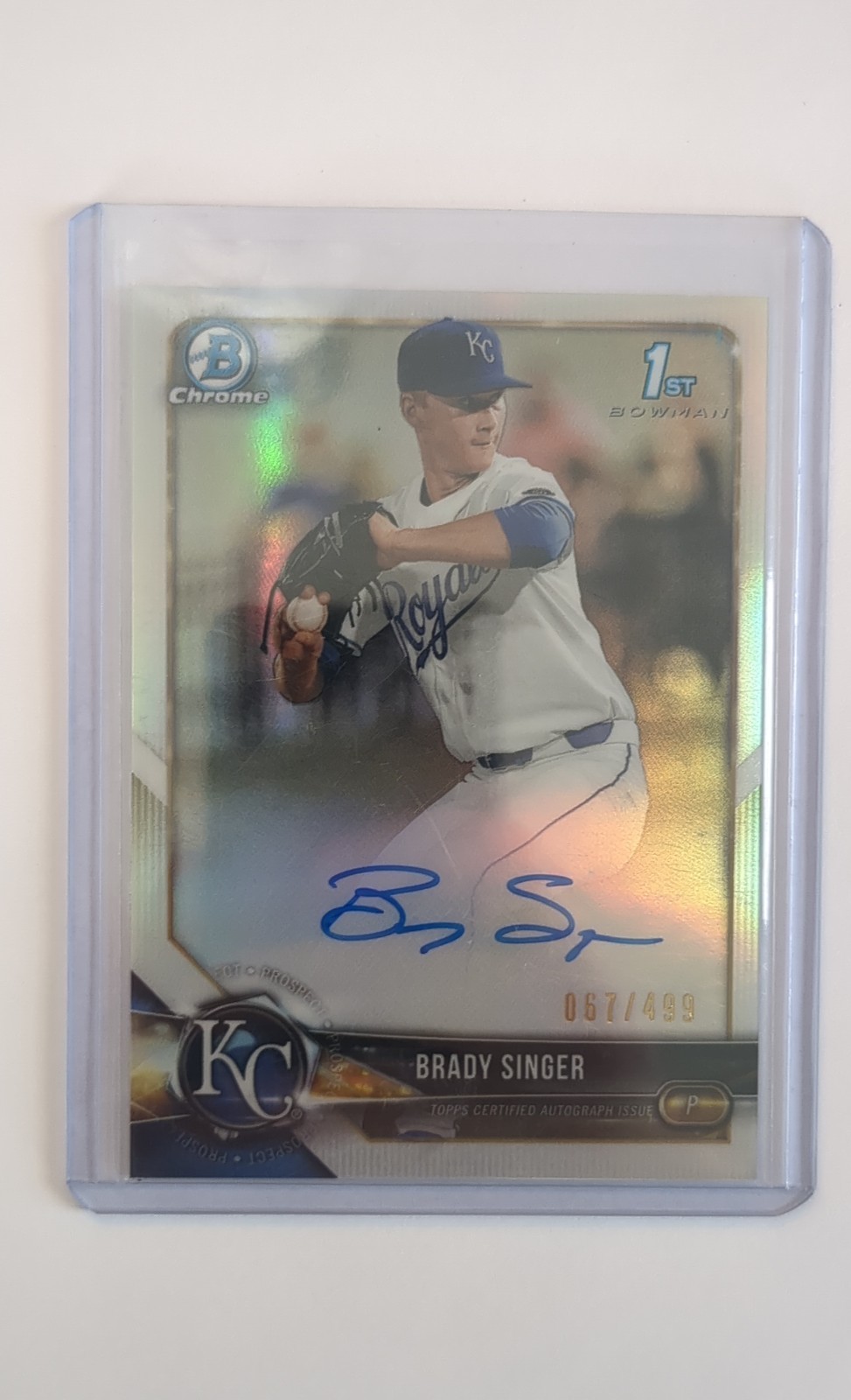 2018 Bowman Draft - Chrome Draft Pick Autographs Brady Singer Refractor /499