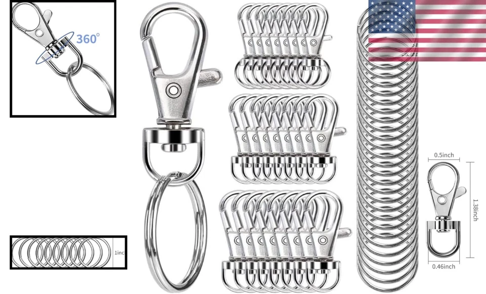 Durable 1000 PCS Silver Snap Hooks & Key Rings for Jewelry & Accessories Making - Image 2 of 4