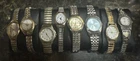 (8) Women's Vintage Stretch Band Watches Silvertone Gold Timex Vivian Etc.