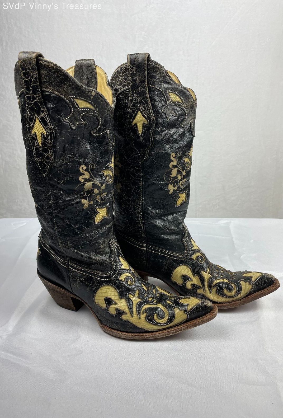 Corral Black Python Inlay Pointed Toe Cowboy Boot… - image 2