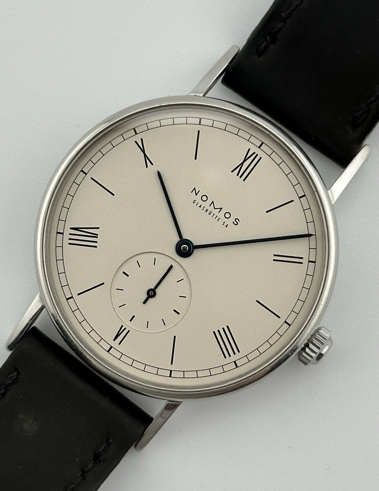 Extremely RARE Open Caseback Pre Inhouse Movement Nomos Ludwig Manual Wind Watch