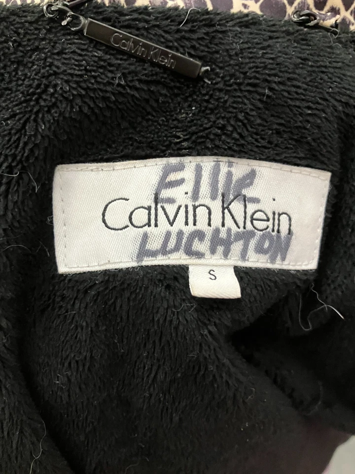 Abrigo Calvin Klein Talla S Plumón de Ganso Y2K Piel de Serpiente Marrón Leopardo Cálido Cómodo Grueso Foto 4 de 4