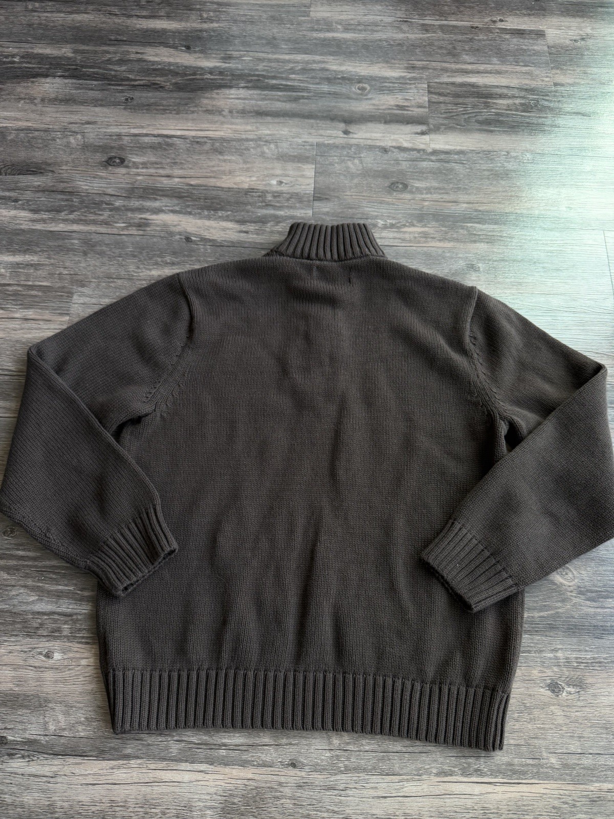 Chaps Men's Large Coffee Brown Pullover 100% Cotton Knit Sweater 1/4 Zip Preppy thumbnail 9
