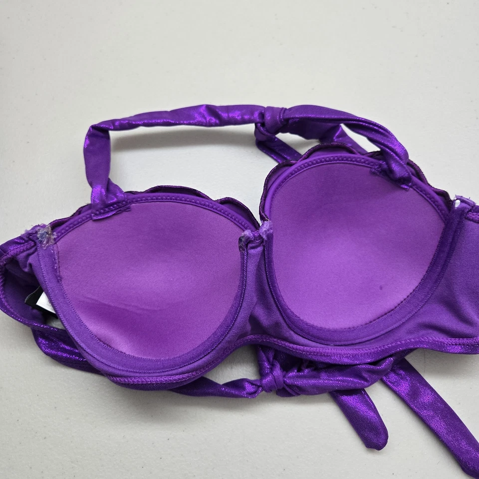 Disney Women Swimwear Medium Purple Halter Little Mermaid Bikini Top READ - Image 3 of 4