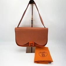 HERMES Colorado MM Shoulder Bag Brown Leather Canvas France Authentic 8843