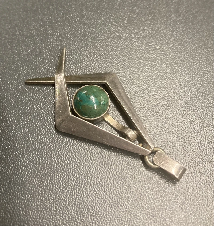 DE COLECCIÓN SELLO BRUTALISTA PLATA ESTRELLA DAVID VERDE MALAQUITA COLGANTE JUDÍO Foto 4 de 4