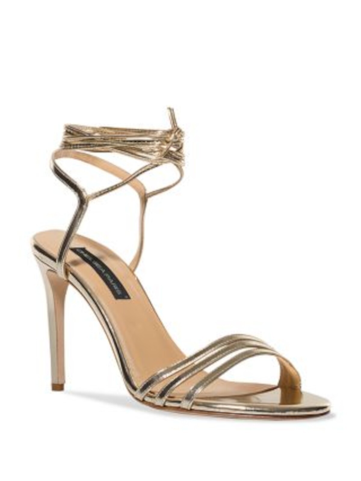 CHELSEA PARIS Womens Gold Ankle Wrap Tie Sasha Open Stiletto Heeled Sandal 365 30090₽