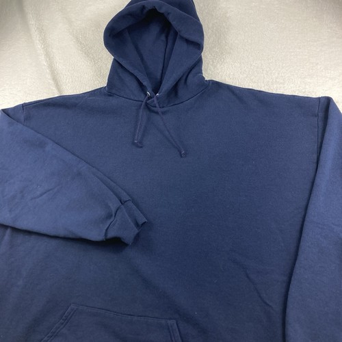 Vintage Jerzees Russell Hoodie Blank Men Size XXXL 3XL Navy Blue Pullover 90s