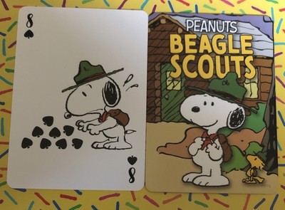 Peanuts Snoopy Beagle Scouts Single Playing Card - 8 of Spades - New- Replace