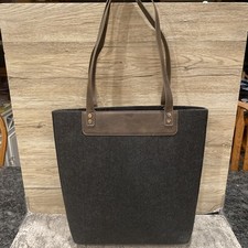 Thirty One Jewell Felt chopper tote bag brushed graphite w/ brown accent